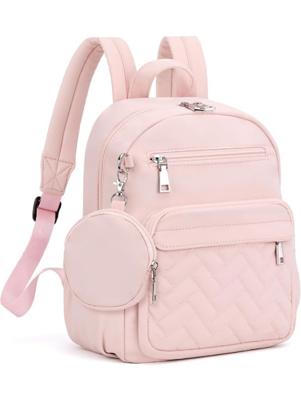 Trendy Mini Backpack Purse for Women, Small Puffer Daypack in Pink